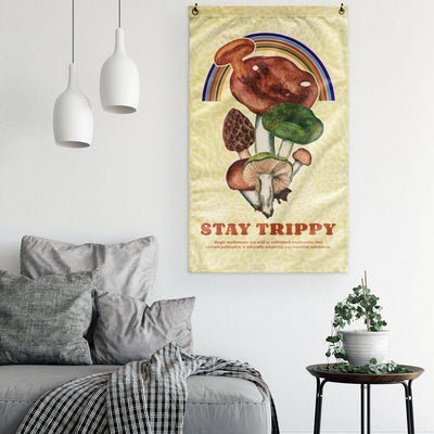 Stay trippy rainbow mushroom 36" x 60" wall flag - HISHYPE